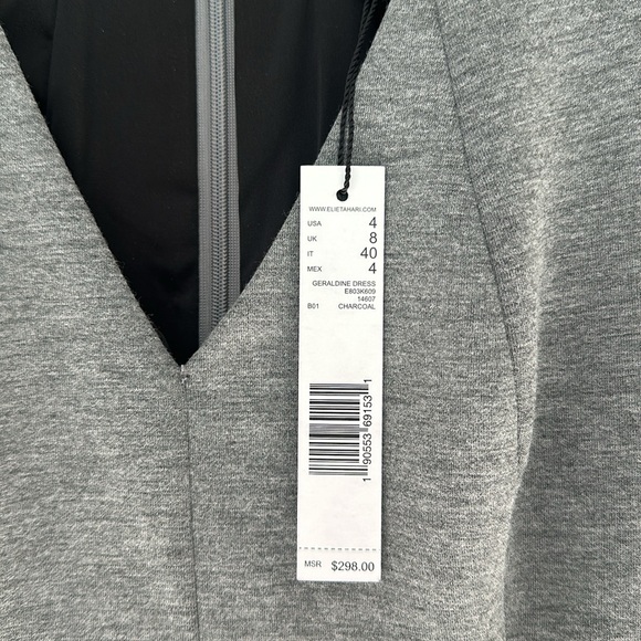 Elie Tahari gray, structured sheath dress with flutter sleeves - Picture 5 of 7